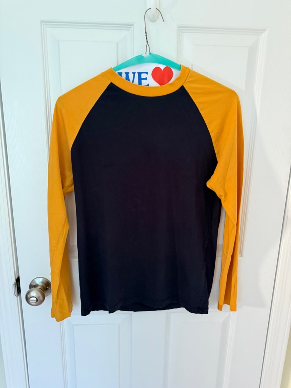 ASOS Black and Mustard Long Sleeve Raglan Tee